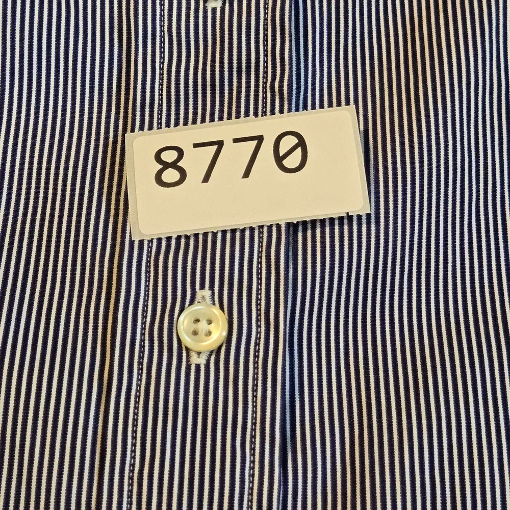 Polo Ralph Lauren Dress Shirt 15.5 32/33 Blue Striped Regent Custom Fit French